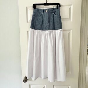 NWT - DREW DROP WAIST SUMMER denim & cotton skirt. Size S/2